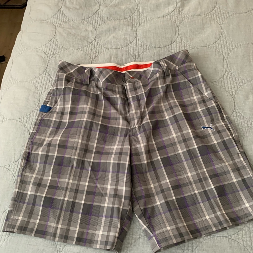 Puma Gray and Purple Flat Front Shorts